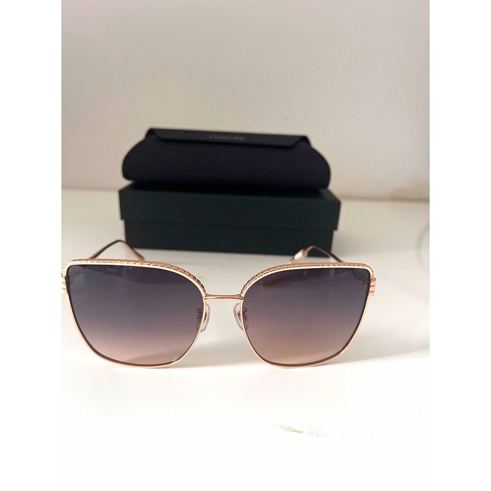 New Chopard SCHG67M Women's Oversized Square Rose Gold Gradient Gray Sunglasses